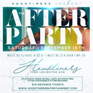 Read more about the article After The Show It’s “The Afterparty” – Saturday 9/16